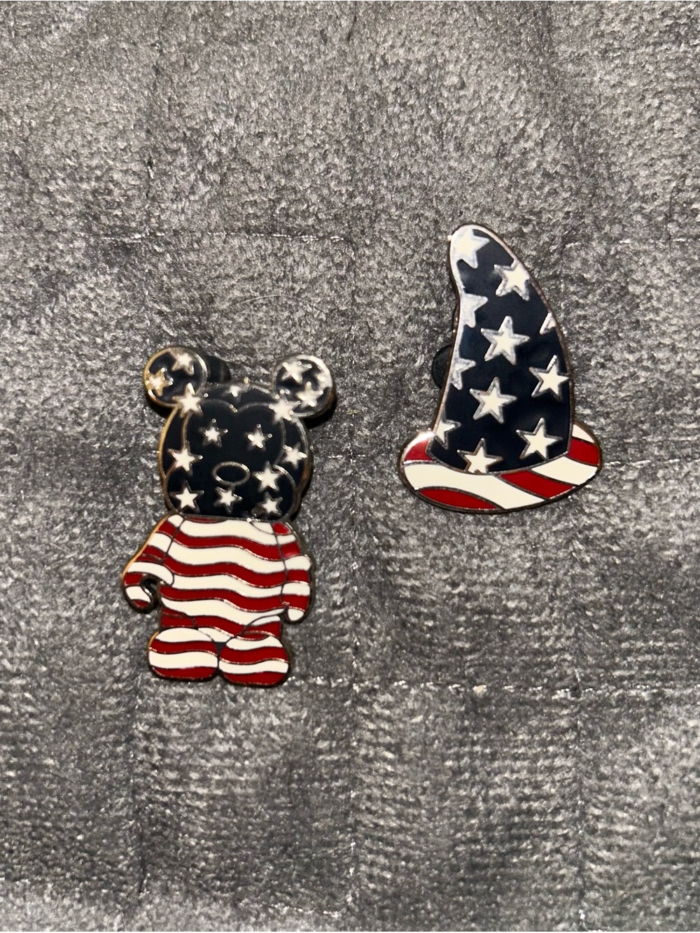 Disney Patriotic Bear & Wizard Hat Enamel Pin Set - Blue, Red, White